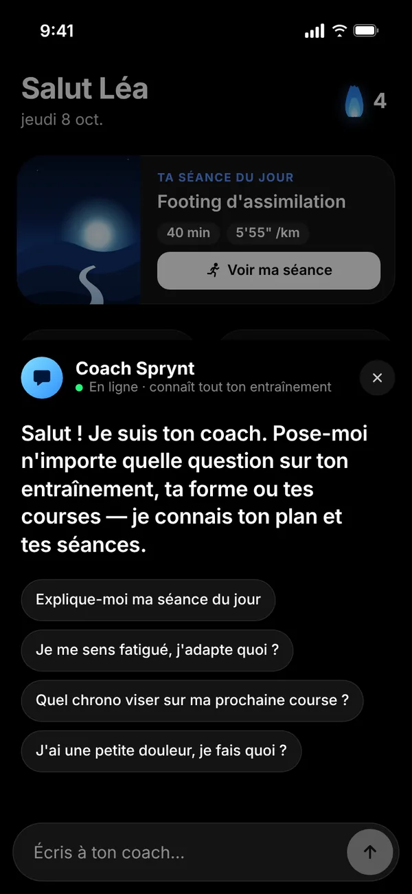 Le coach en chat, avec des questions prêtes à poser